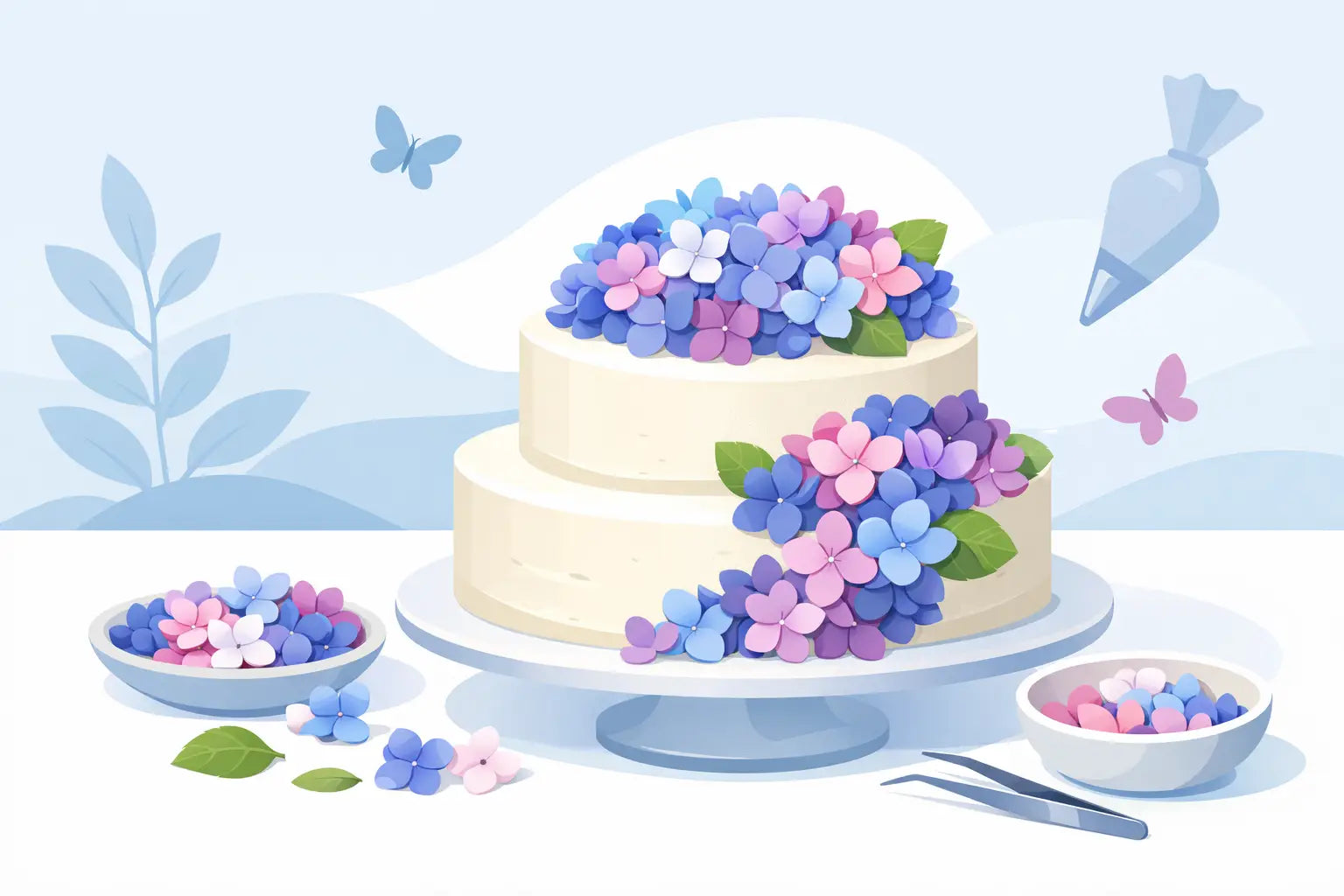 Hydrangea Edible Cake Toppers for Blooming Cakes