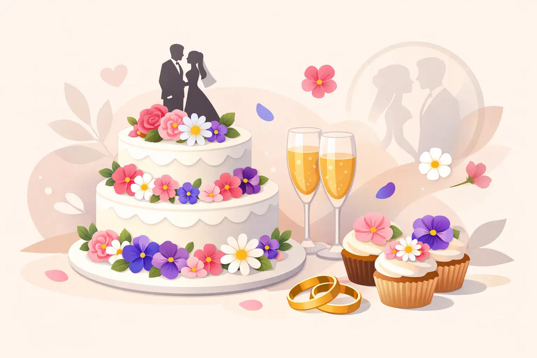 Wedding Edible Flower Toppers That Feel Personal