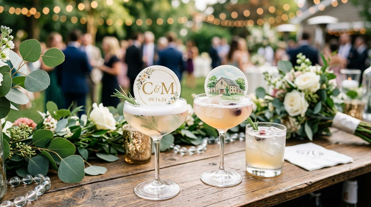 How much do custom edible drink toppers cost for a wedding?