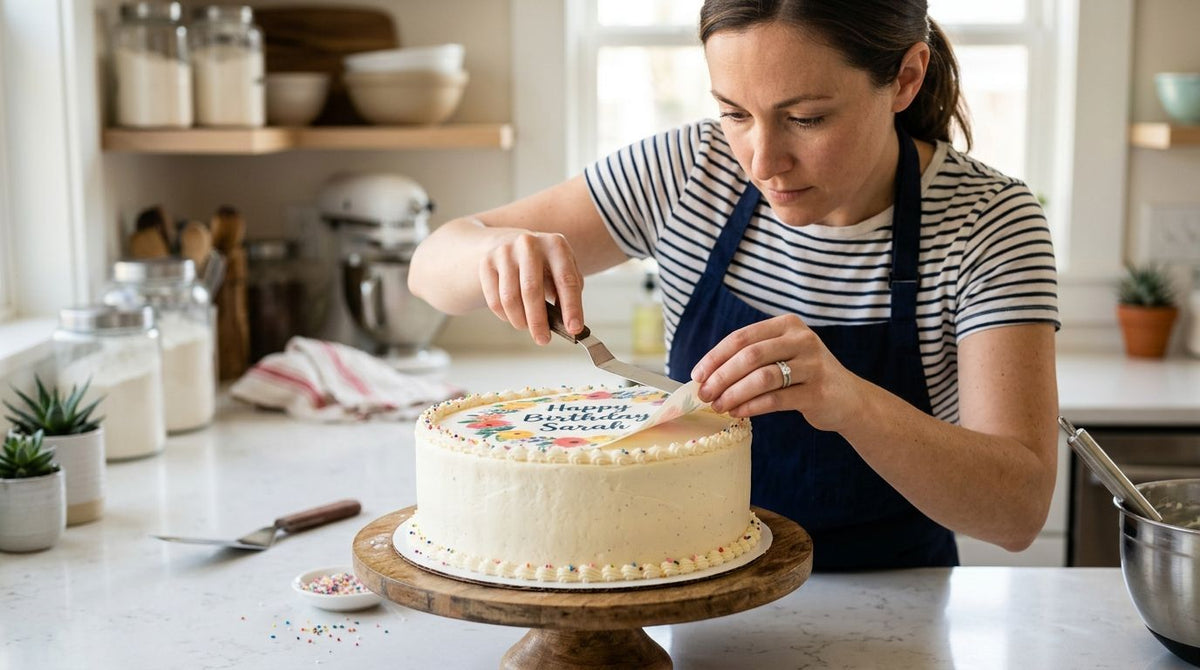 How do you remove edible images from a cake without tearing?