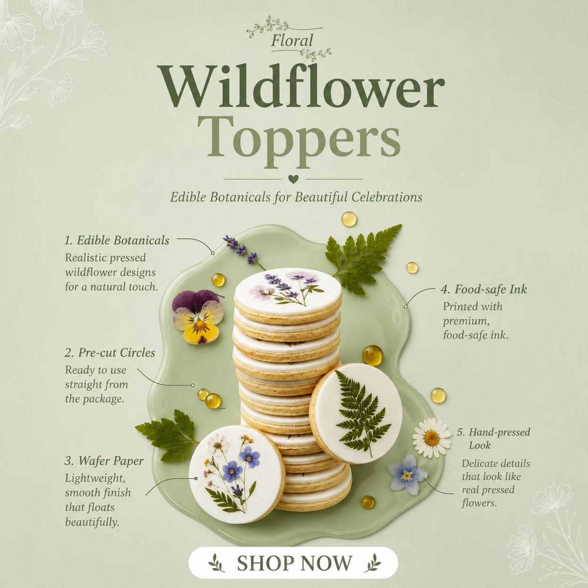 Pressed Wildflower Cake Decorations That Bloom