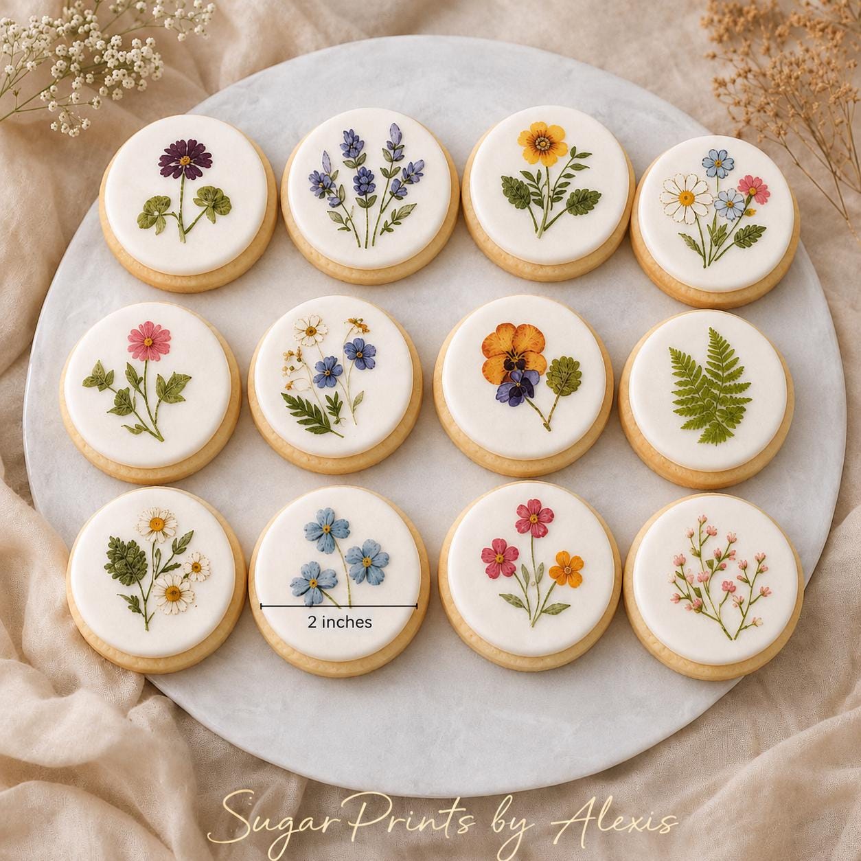Wildflower Cookie Toppers, Set of 12