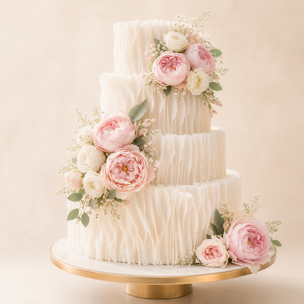 Edible Wafer Paper Ruffle Strips for Cake Decorating: Wedding Cake Texture, White Cake Decor Supplies