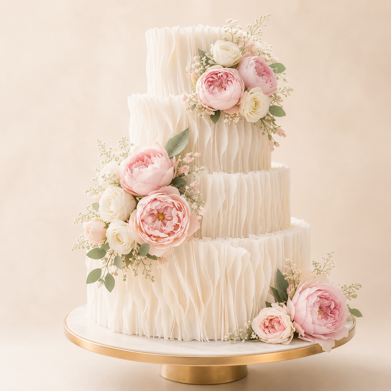 Edible Wafer Paper Ruffle Strips for Cake Decorating: Wedding Cake Texture, White Cake Decor Supplies