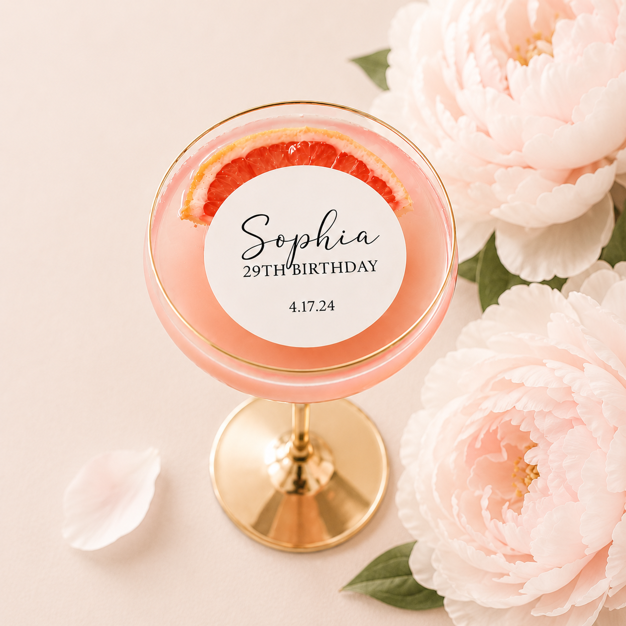 CUSTOM BIRTHDAY Drink Toppers: EDIBLE Wafer Circles, Floating Cocktail Decor For Fall Parties