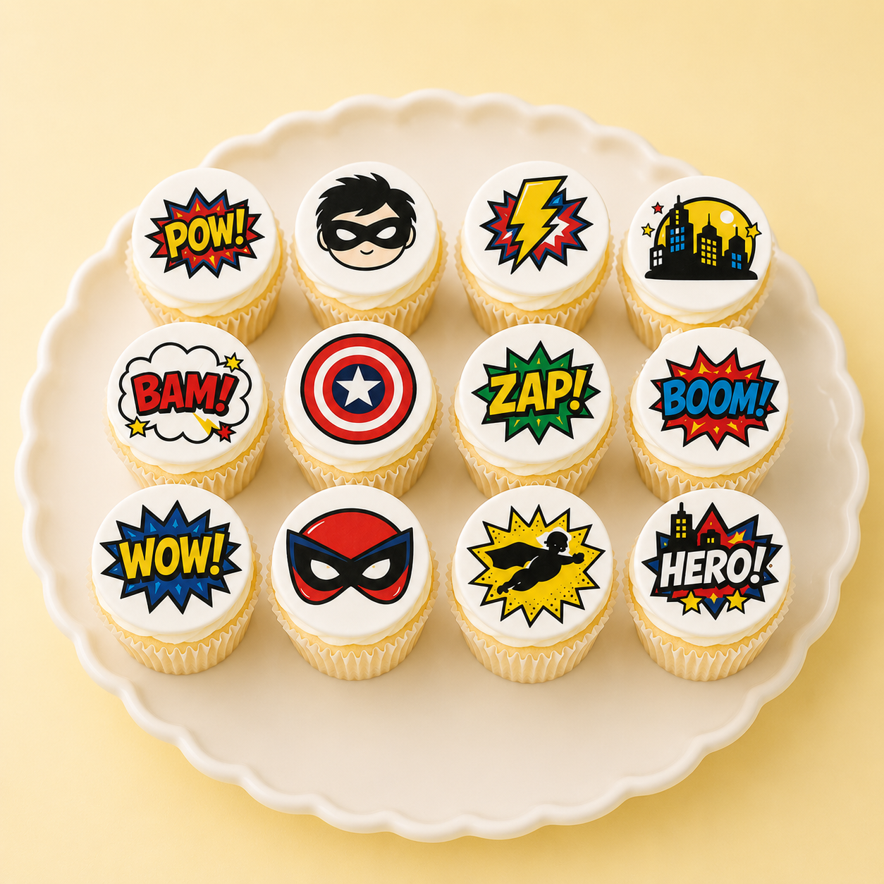 Superhero Cupcake Toppers Hero Cake Decor, Set of 12