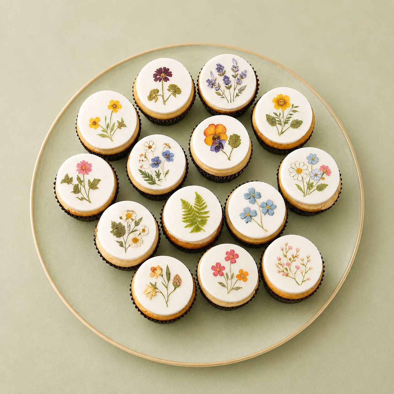 Edible Wildflower Cupcake Toppers Pressed Flower Cake Decorations Set of 12 Wafer Paper or Icing Sheets