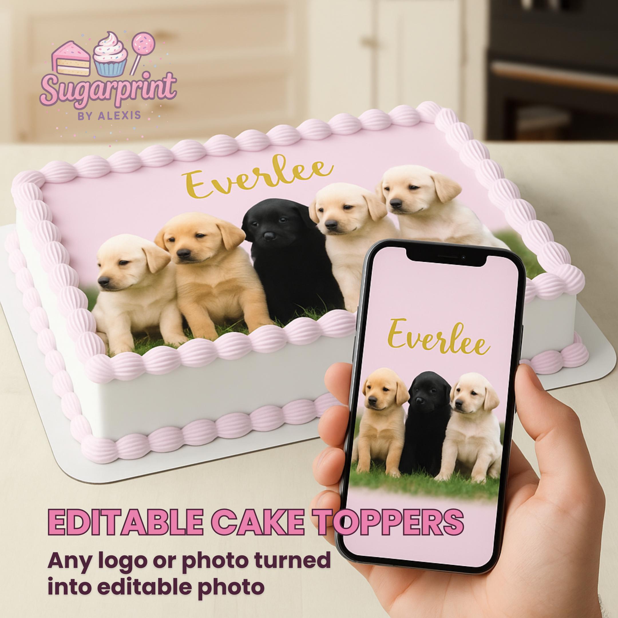 Custom photo edible cake topper printed on frosting sheet, round or square