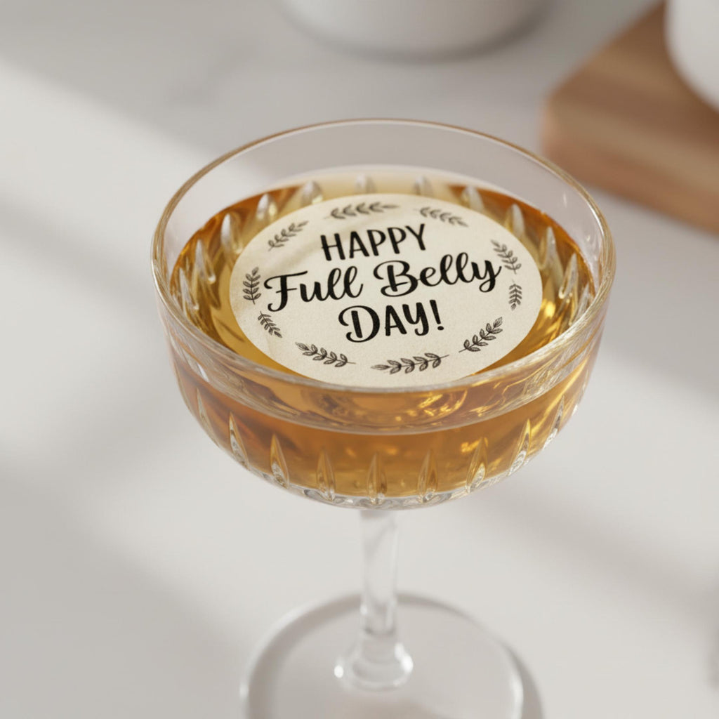 Edible wafer paper drink topper with fall and Friendsgiving designs, perfect for Thanksgiving cocktails by SugarPrints.