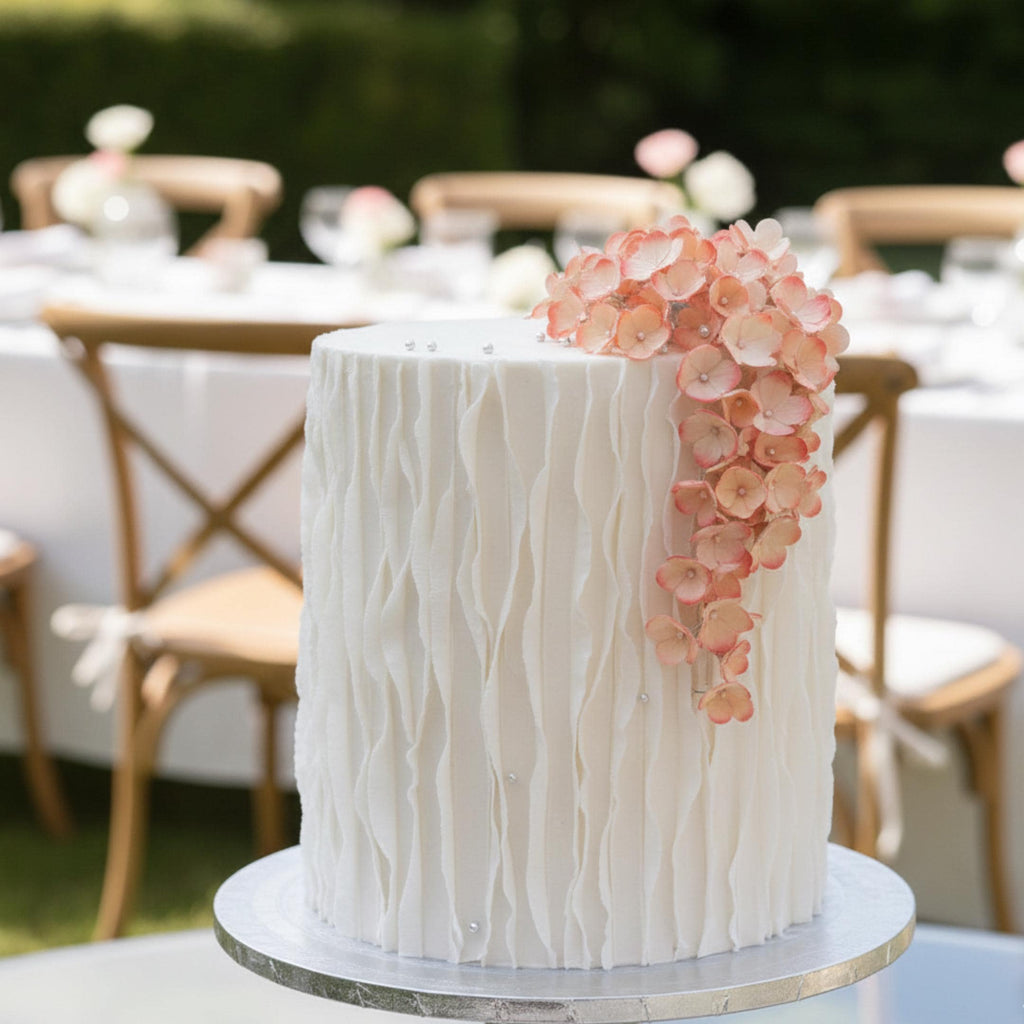 Pre Cut Wafer Paper Ruffle Strips Edible Cake Ruffles Wedding Birthday Cakes Pre cut wafer paper ruffle strips, 21 cm by 2 cm, edible cake decoration.