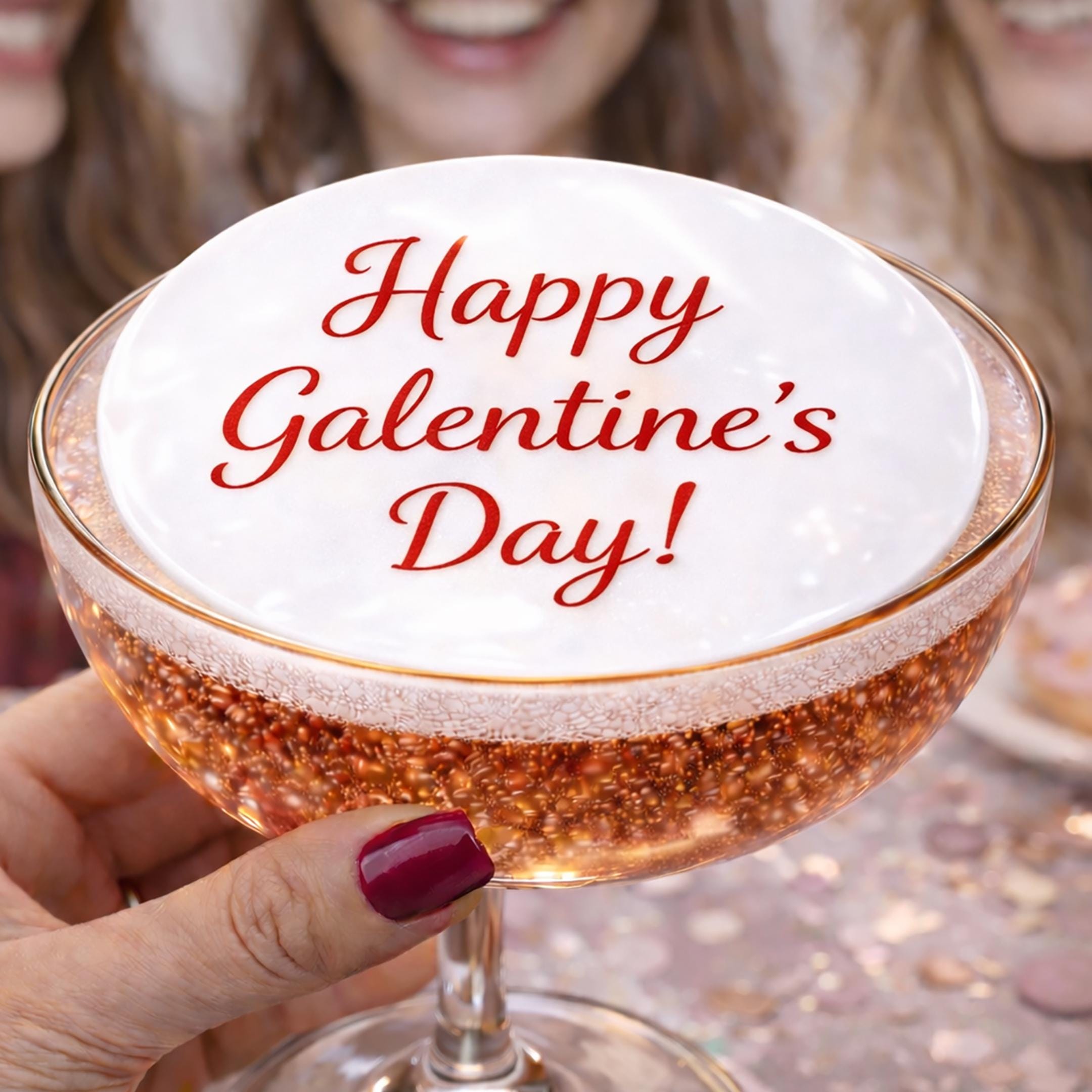 GALANTINES Day EDIBLE Drink Toppers: Girls Night Party Decor, COCKTAIL & Cupcake Decorations