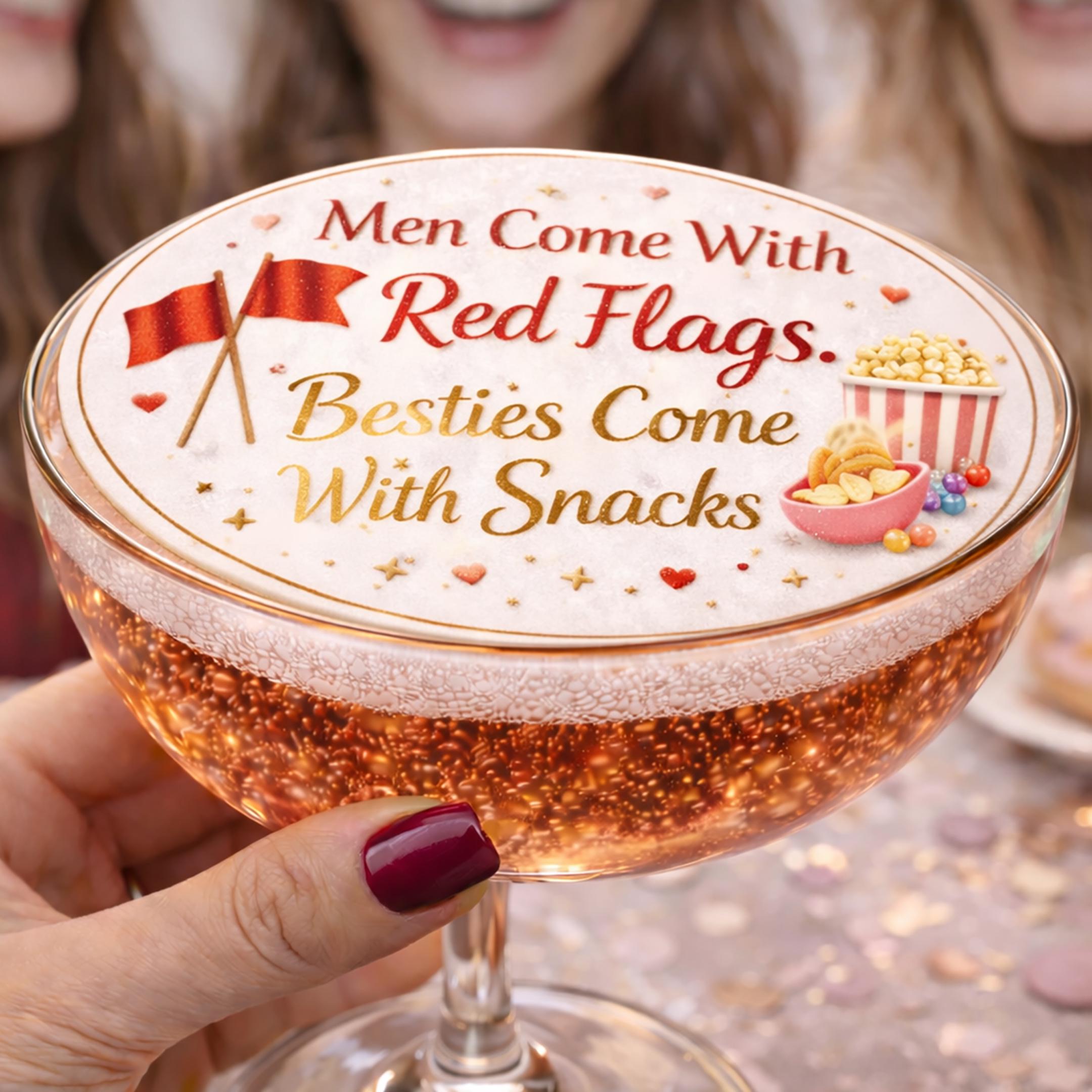 GALANTINES Day EDIBLE Drink Toppers: Girls Night Party Decor, COCKTAIL & Cupcake Decorations
