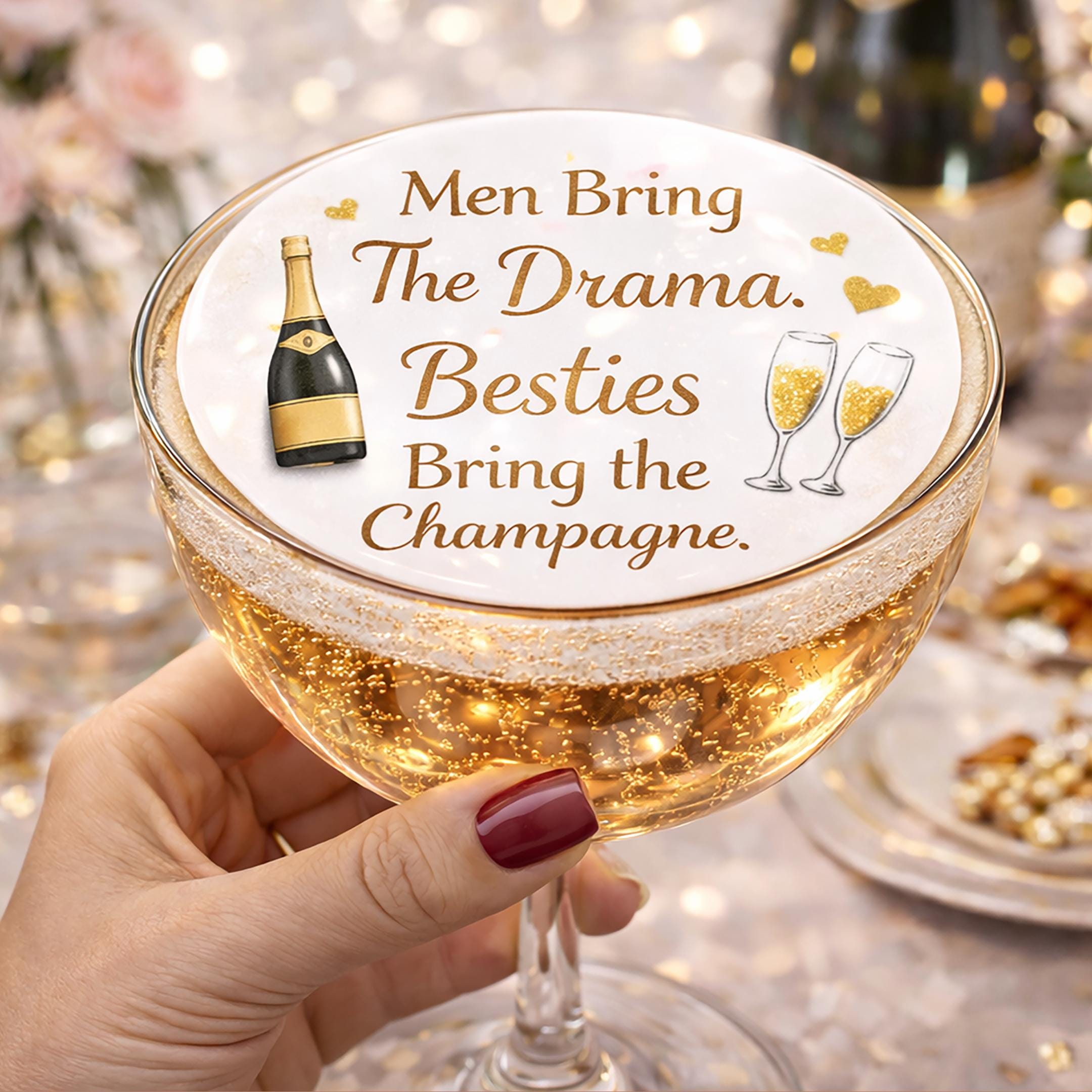 GALANTINES Day EDIBLE Drink Toppers: Girls Night Party Decor, COCKTAIL & Cupcake Decorations