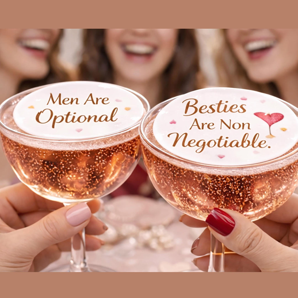 GALANTINES Day EDIBLE Drink Toppers: Girls Night Party Decor, COCKTAIL & Cupcake Decorations