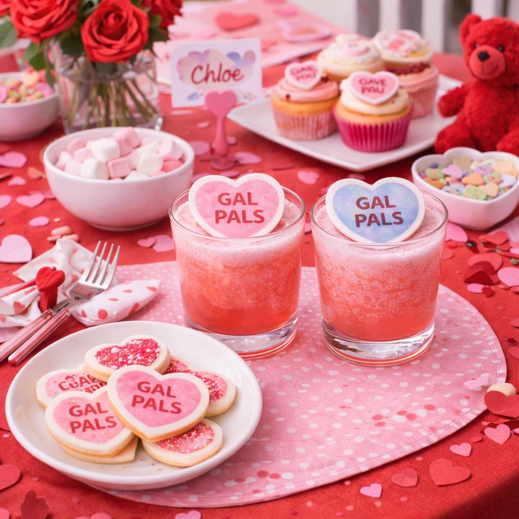 Valentine’s Conversation Hearts Heart Shaped Drink Toppers for Cocktails Luxury Galentine’s Party Decor