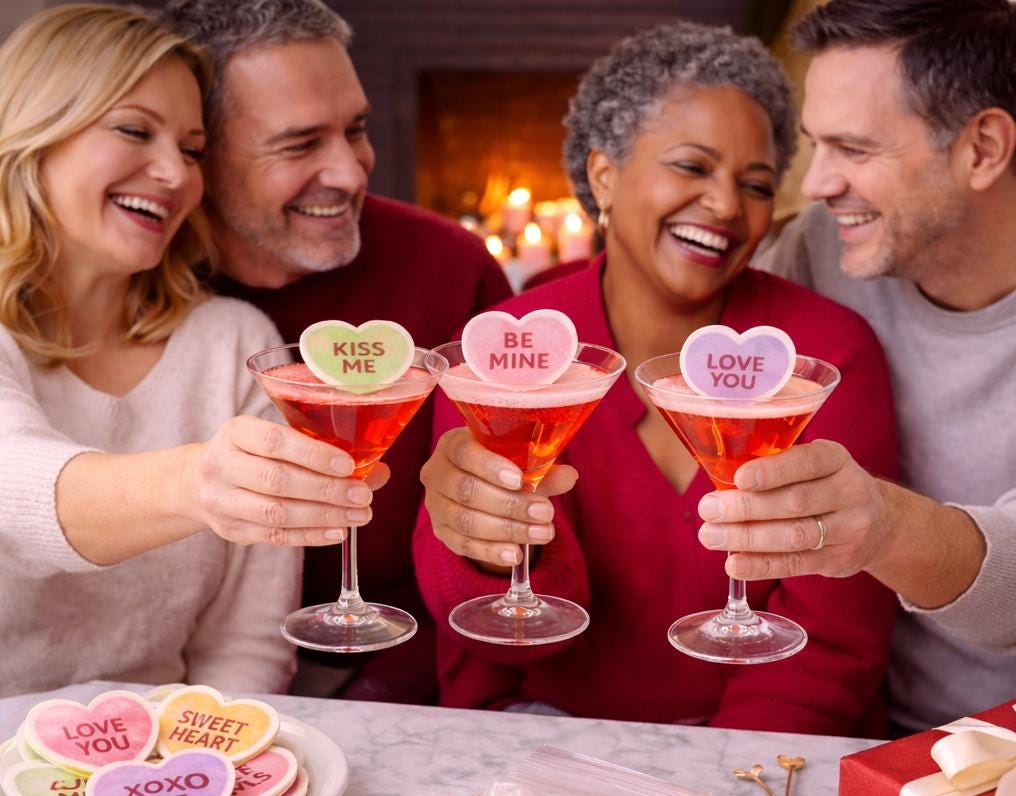 Valentine’s Conversation Hearts Heart Shaped Drink Toppers for Cocktails Luxury Galentine’s Party Decor