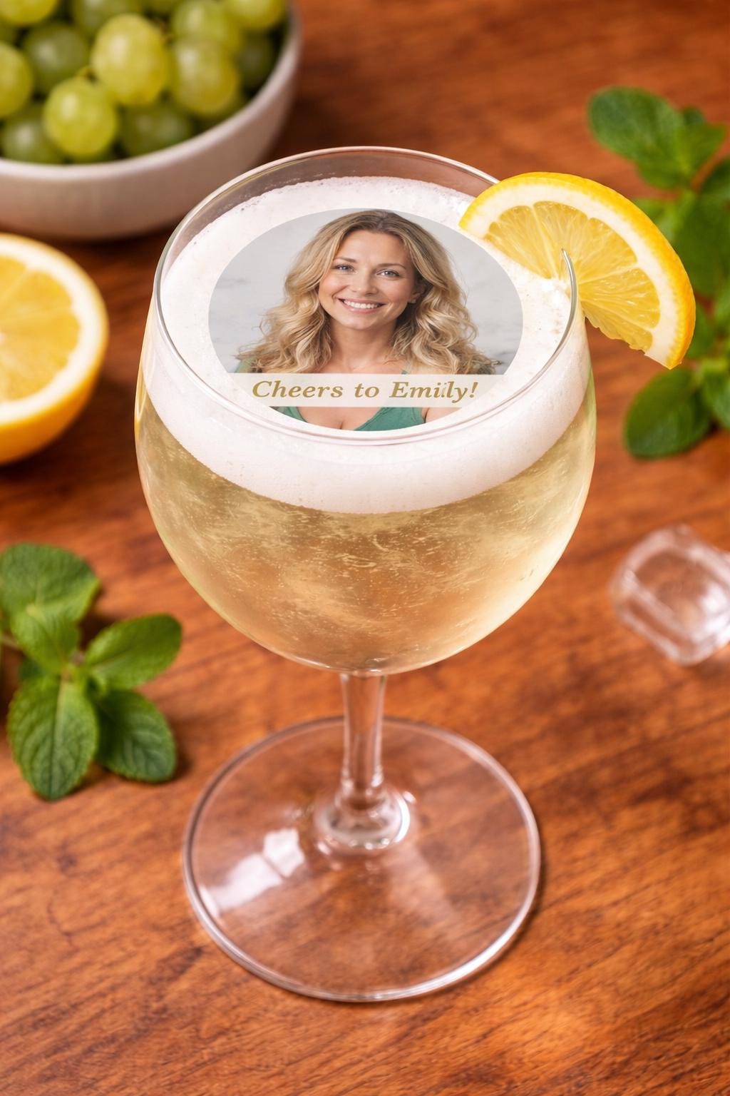 Custom Photo Birthday Edible Drink Toppers Wafer Paper Circles Floating Cocktail