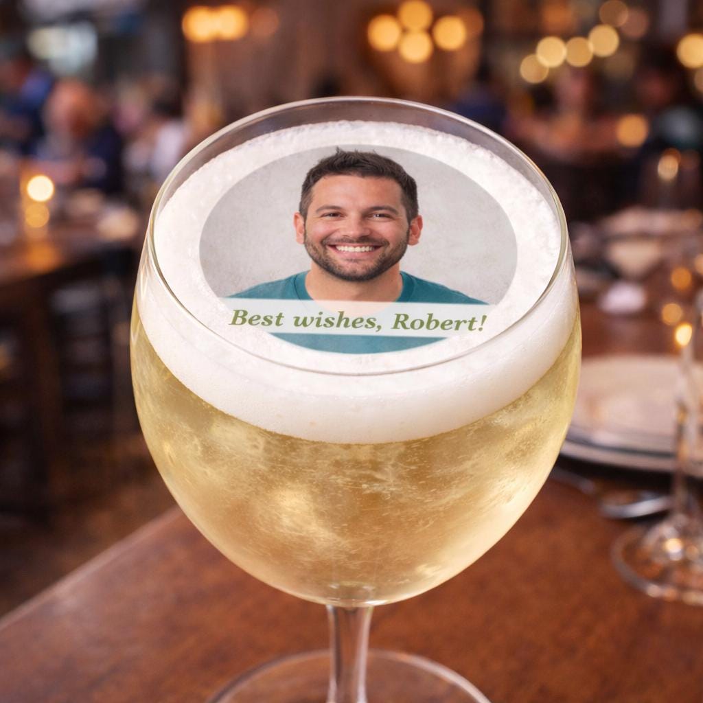 Custom Photo Birthday Edible Drink Toppers Wafer Paper Circles Floating Cocktail