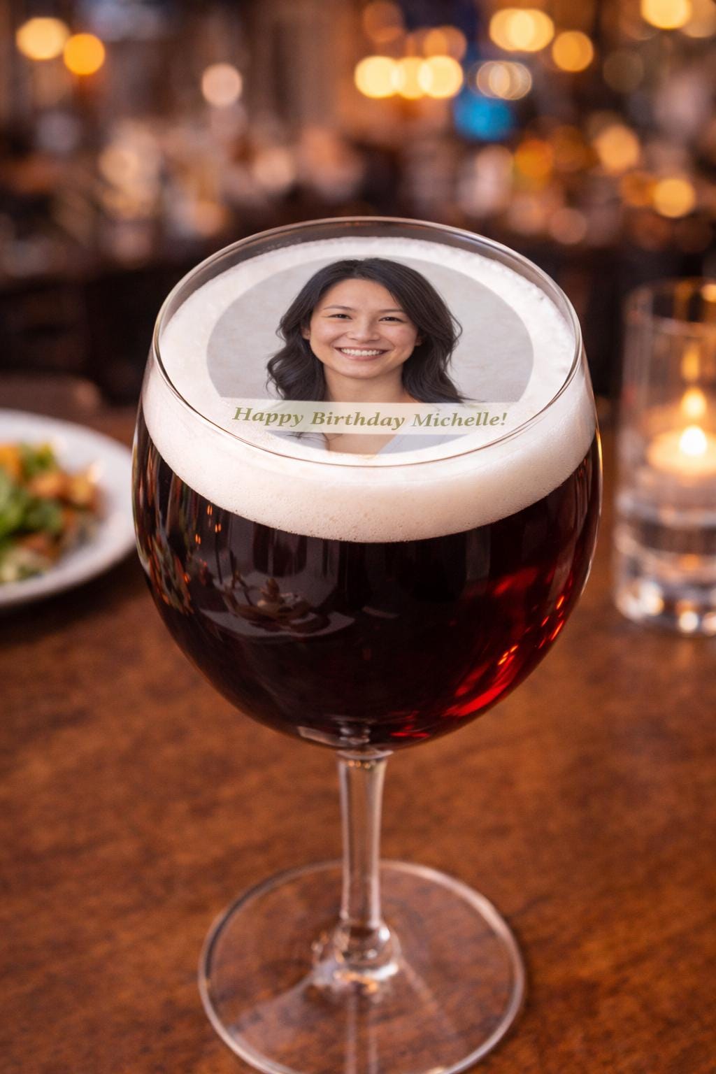 Custom Photo Birthday Edible Drink Toppers Wafer Paper Circles Floating Cocktail