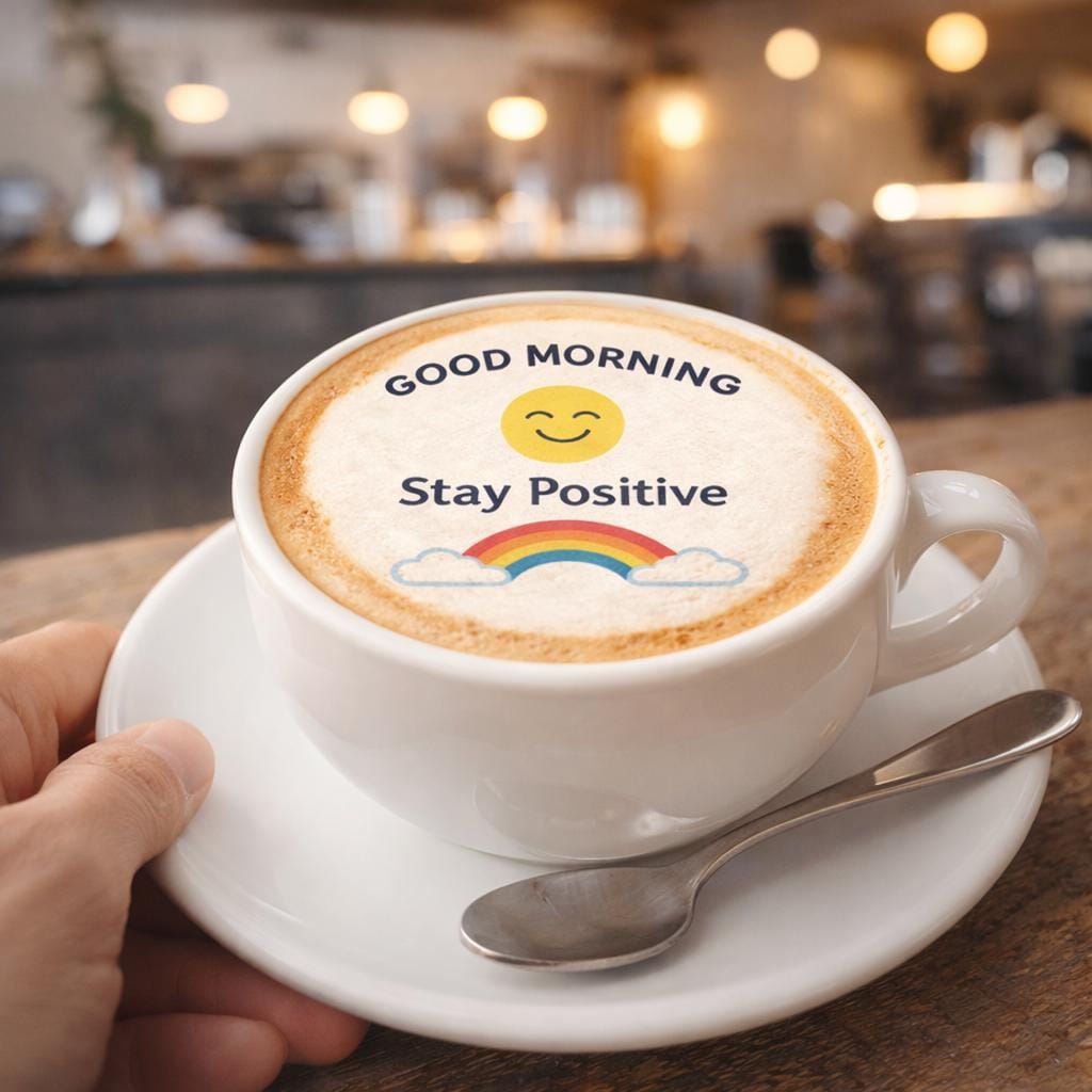 Minimalist Latte Toppers 12 Positive Vibes Edible Coffee Art Circles Gluten Free Hippy Chic. Happy Coffee Bar and Cafe Drink Toppers Morning Motivation Latte Topper Set – 12 Positive Vibes Edible Coffee Toppers – 2” Vegan Gluten Free Wafer Paper