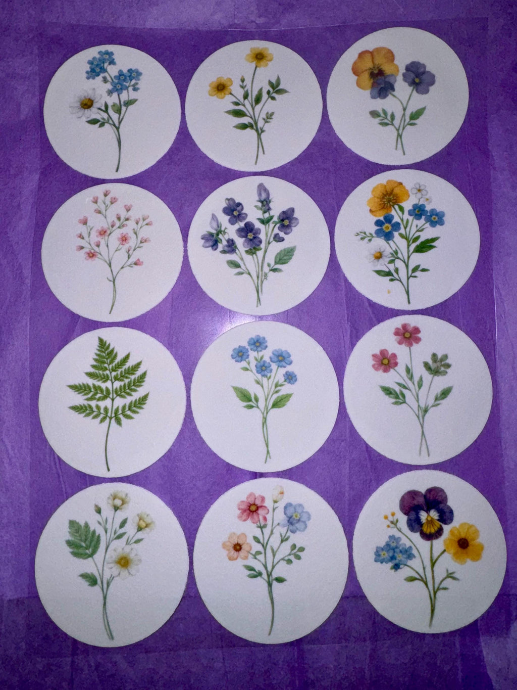 Pressed Flower Edible Cupcake Toppers Set of 12 Wafer Paper or Icing Sheet Wildflower Designs Wedding, Bridal Shower, Garden Party Cake Decor