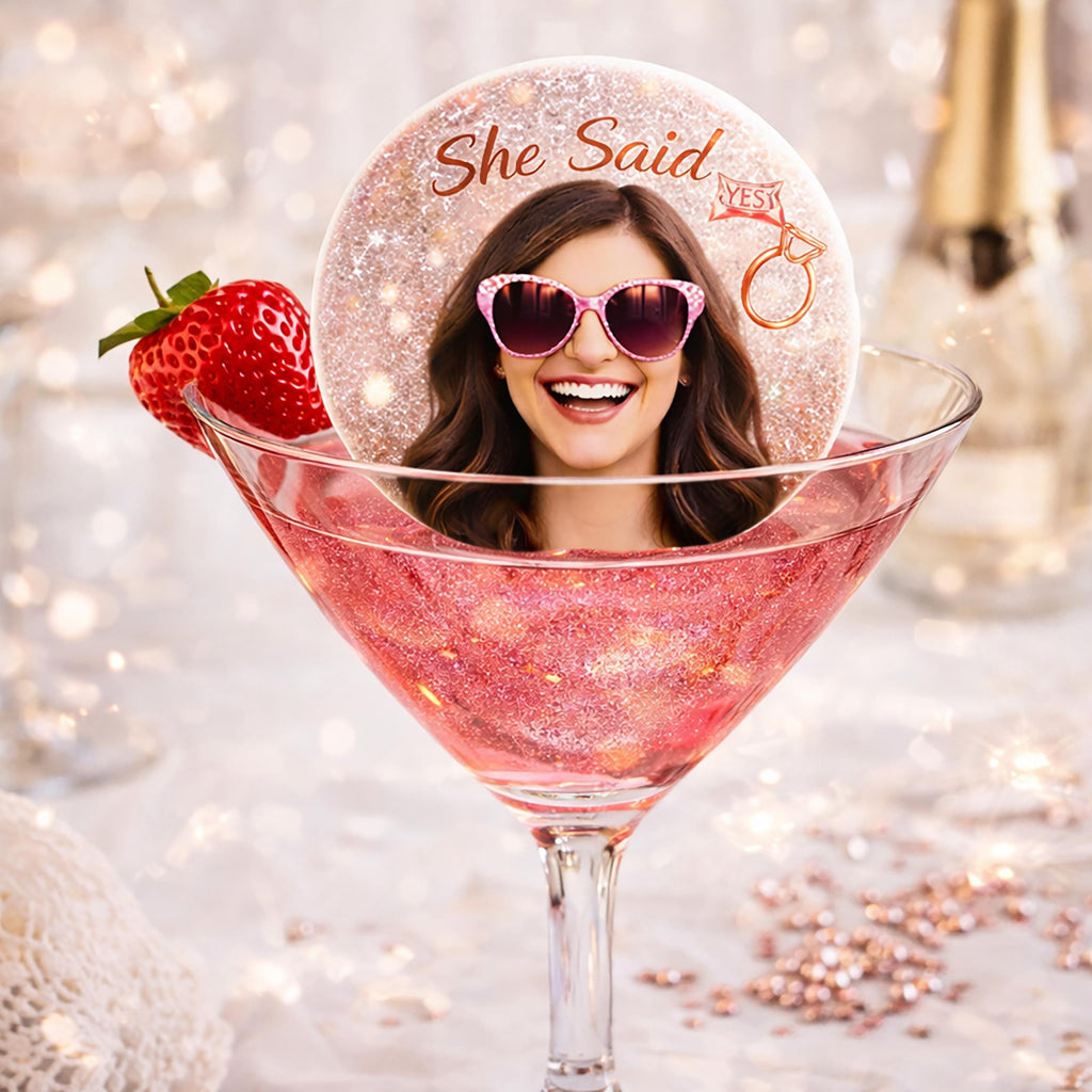 Custom Bachelorette Photo Edible Drink Toppers Wafer Paper Circles Floating Cocktail and Coffee Tops