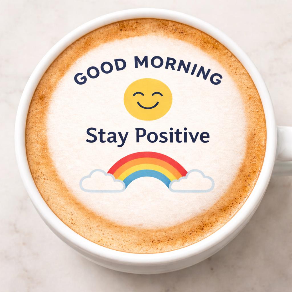 Minimalist Latte Toppers 12 Positive Vibes Edible Coffee Art Circles Gluten Free Hippy Chic. Happy Coffee Bar and Cafe Drink Toppers