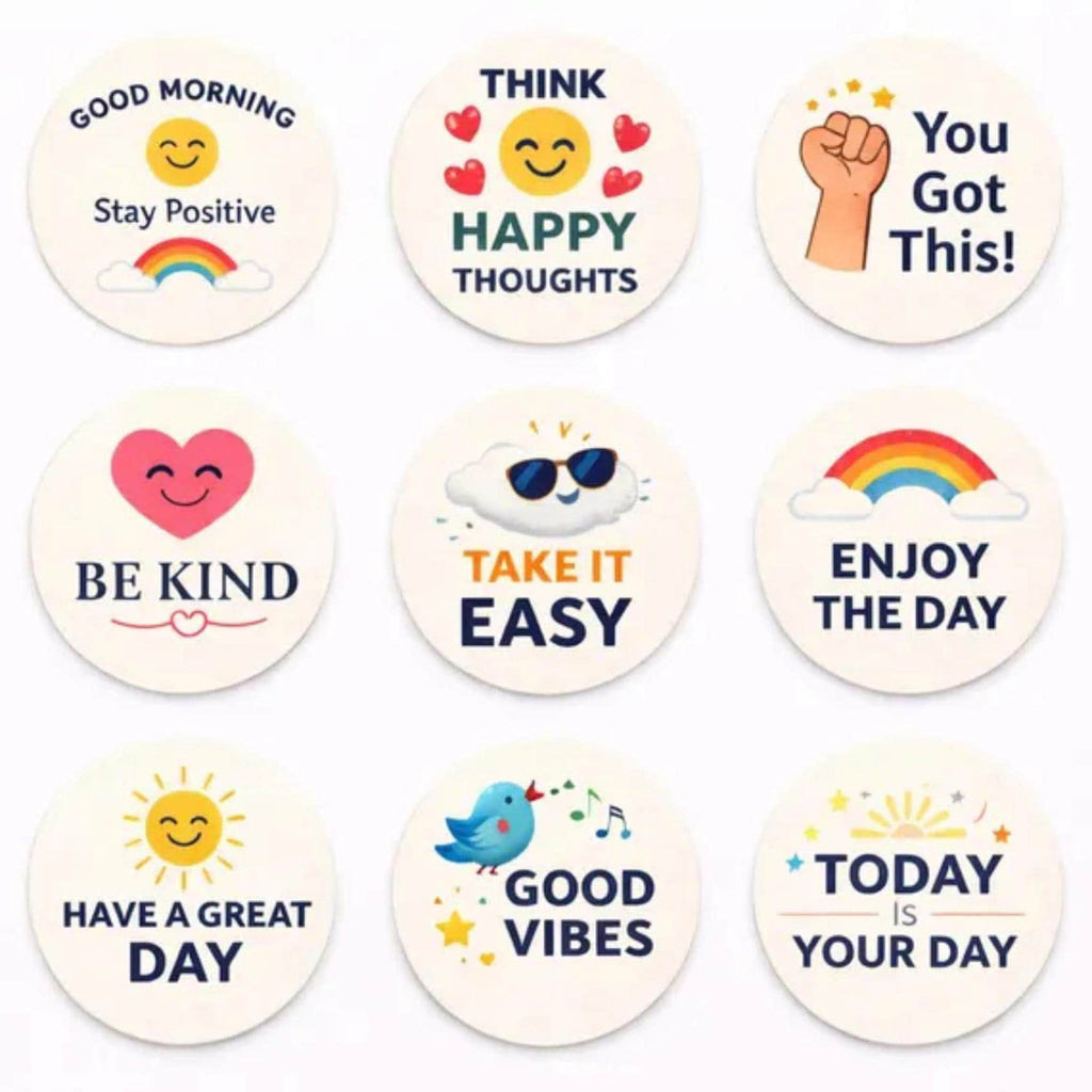 Set of 12 edible latte toppers with positive vibe messages, 2-inch gluten-free vegan wafer paper circles designed to float on coffee foam. Perfect for lattes, cappuccinos, and hot drinks, featuring minimalist designs and uplifting quotes. Ideal for brunch, cafés, coffee bars, and events. Easy to use, food-safe, and mess-free, creating Instagram-worthy coffee art and adding a cheerful, stylish touch to every drink.