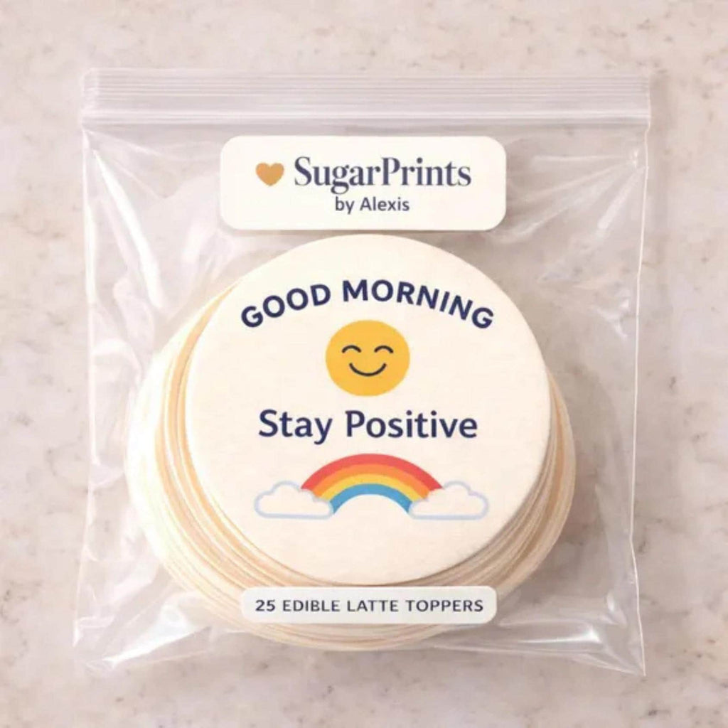 Minimalist Latte Toppers 12 Positive Vibes Edible Coffee Art Circles Gluten Free Hippy Chic. Happy Coffee Bar and Cafe Drink Toppers