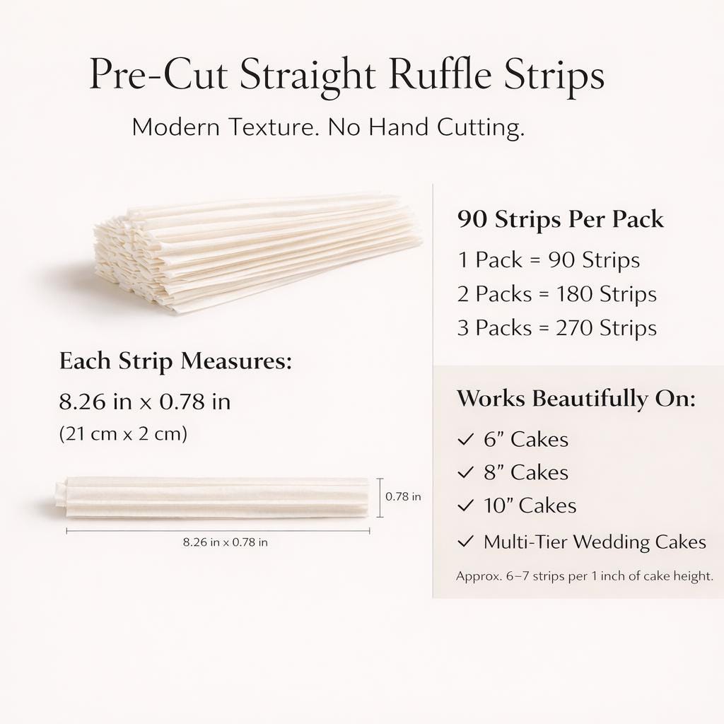 Luxury Pre Cut Wafer Paper Ruffle Strips Modern Wedding Cake Texture Decor Edible Vertical Cake Ruffles