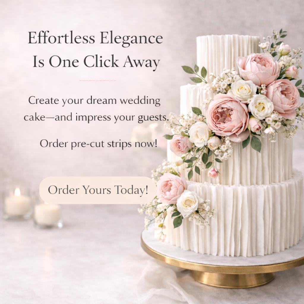 Luxury Pre Cut Wafer Paper Ruffle Strips Modern Wedding Cake Texture Decor Edible Vertical Cake Ruffles