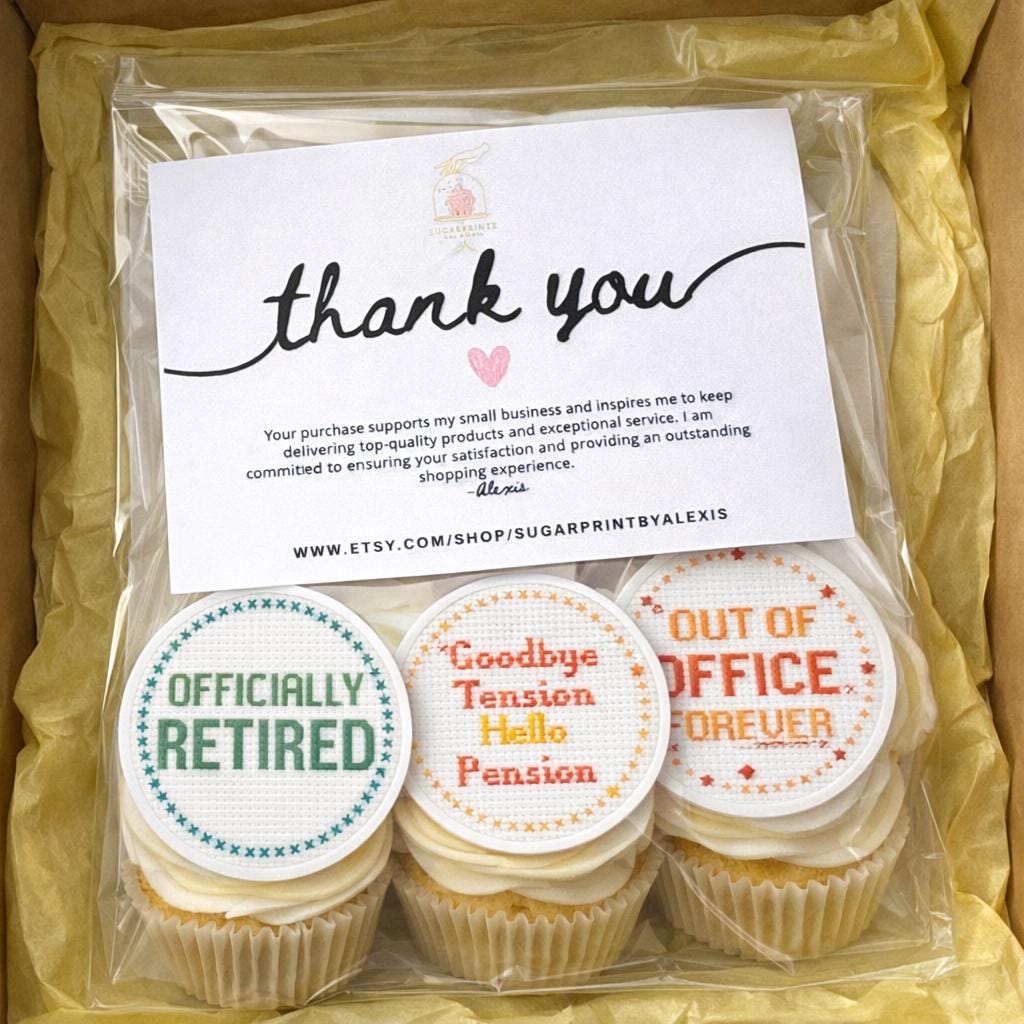 Funny Retirement Cupcake Toppers “I Quit” Party Decorations Edible Topper Cookies