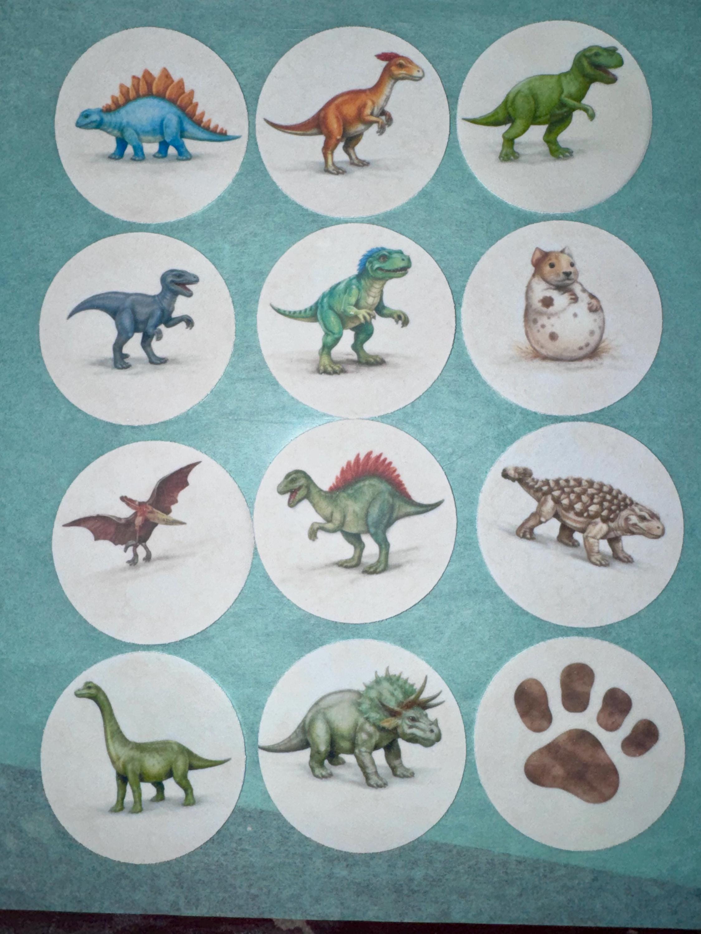2 Inch DINOSAUR CUPCAKE TOPPERS Birthday Party Decor, Set of 12