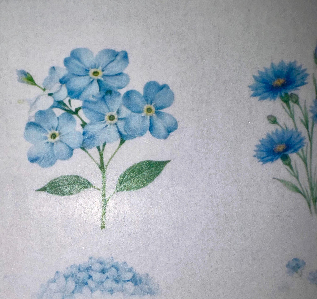 Bespoke Blue Wildflower Pressed Flower Edible Cupcake Toppers, Set of 12