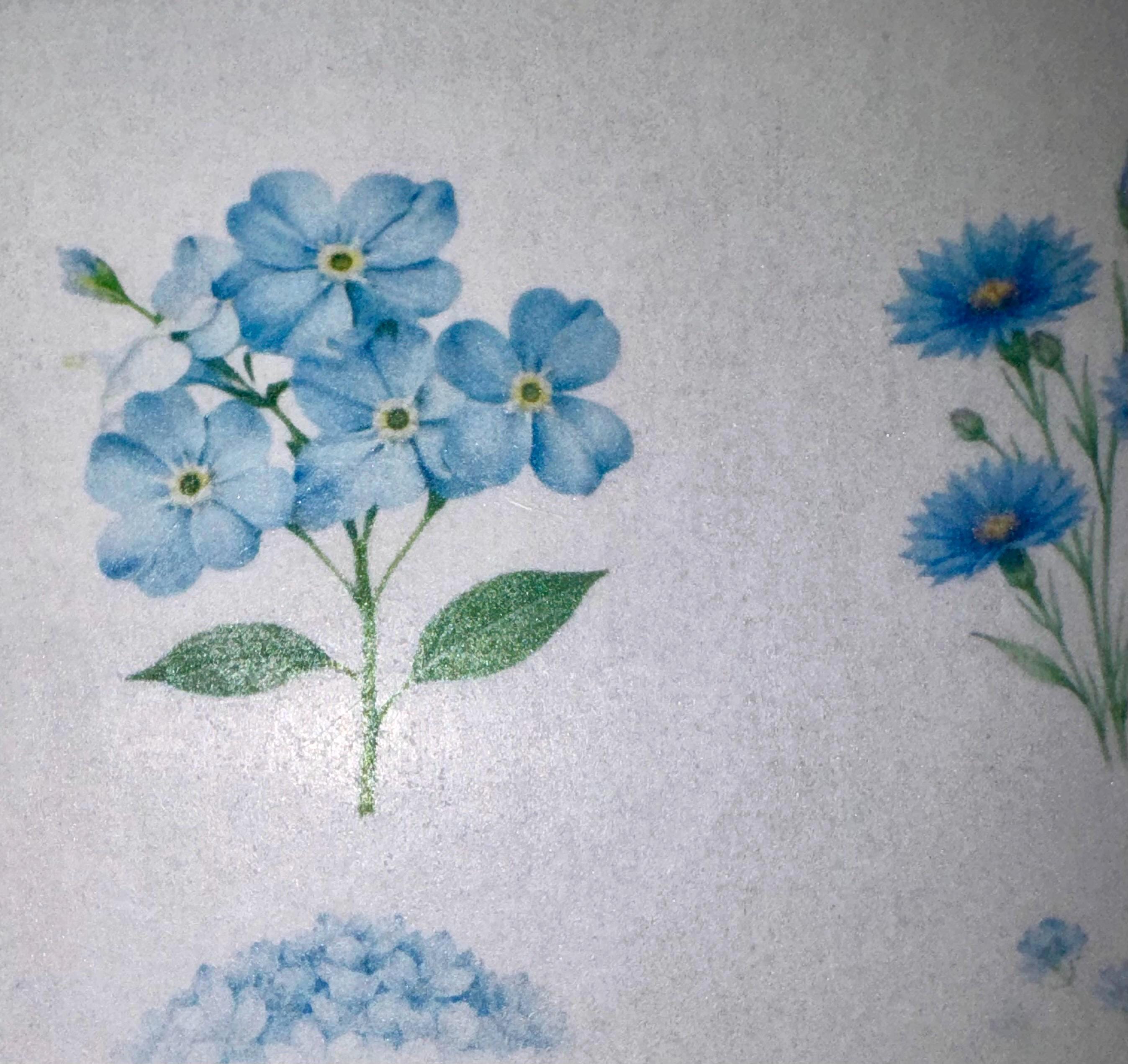 Bespoke Blue Wildflower Pressed Flower Edible Cupcake Toppers, Set of 12