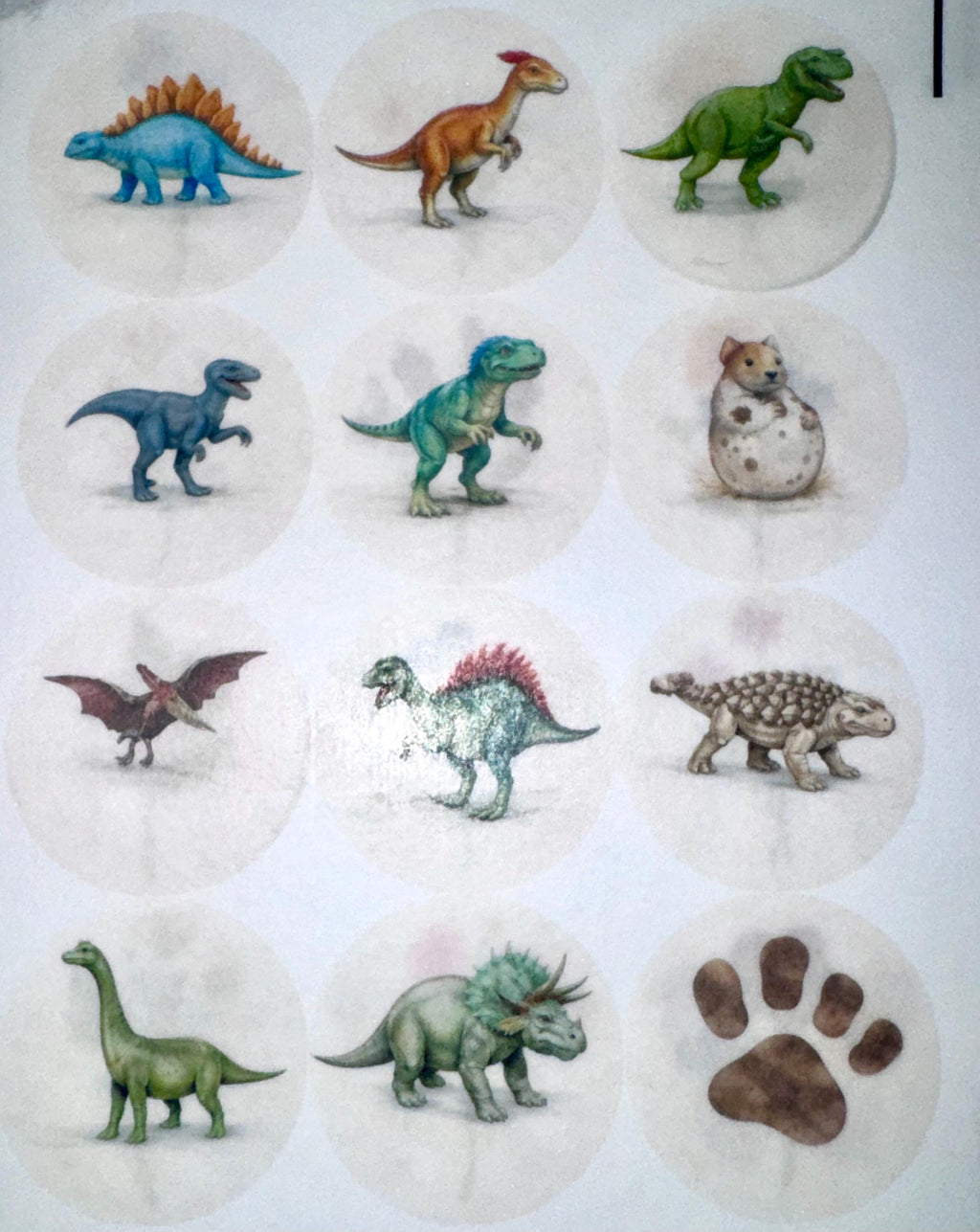 Dinosaur Cupcake Toppers Edible 2 Inch Wafer or Icing Sheet Kids Birthday Party Set of 12