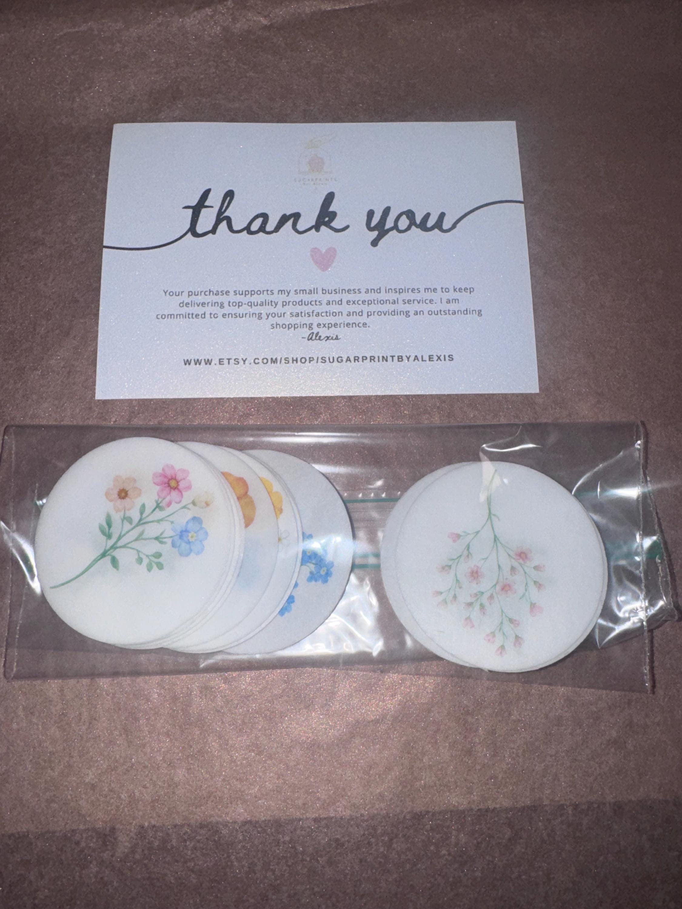 Pressed Flower Edible Cupcake Toppers Set of 12 Wafer Paper or Icing Sheet Wildflower Designs Wedding, Bridal Shower, Garden Party Cake Decor