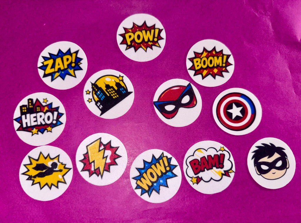 Superhero Cupcake Toppers Comic Hero Party Cake Topper Boys Birthday Party Dessert Decor