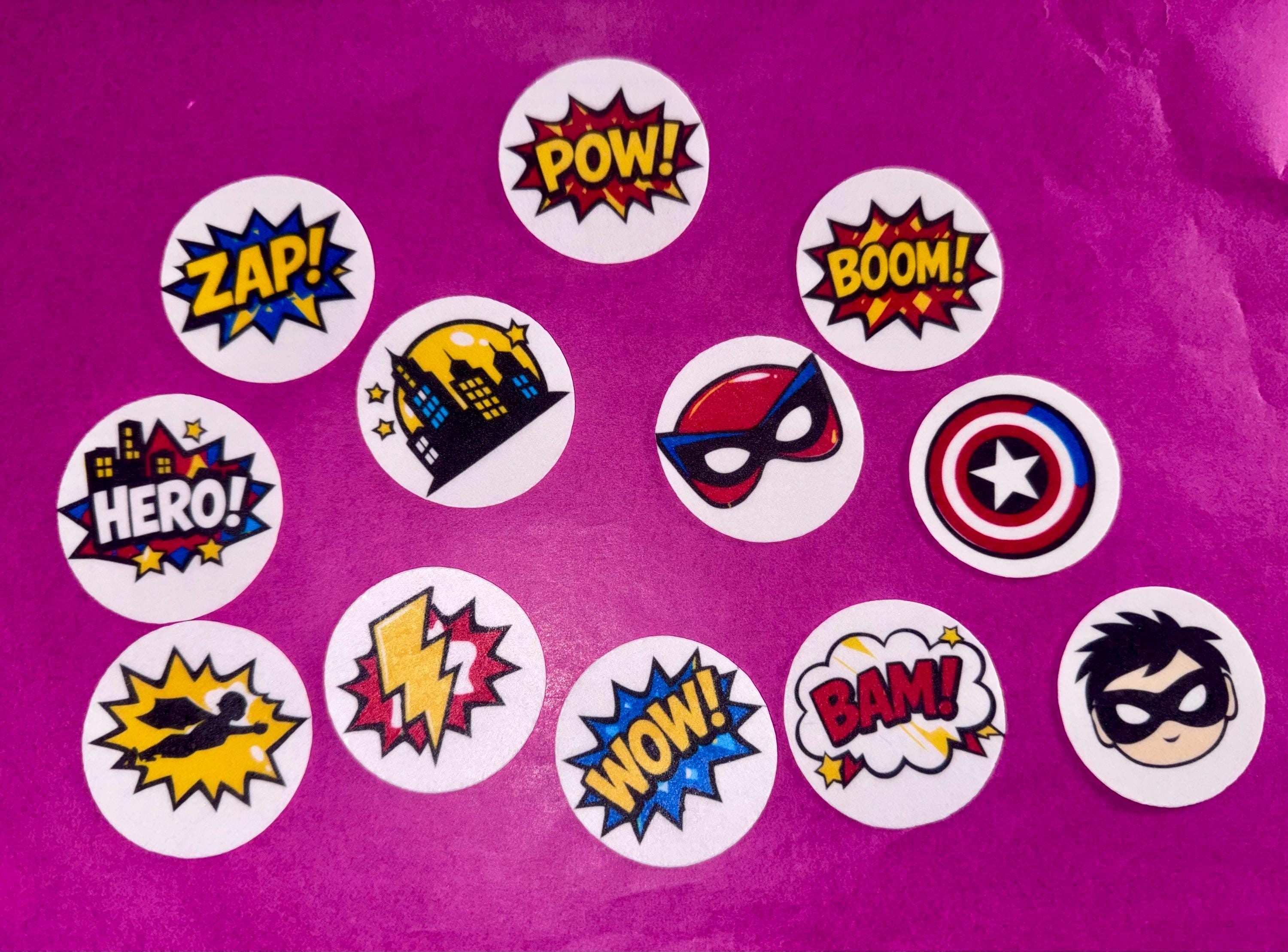 Superhero Cupcake Toppers Comic Hero Party Cake Topper Boys Birthday Party Dessert Decor