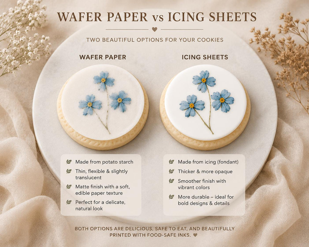 Pressed Flower Edible Cookie Toppers Set of 12 Wafer Paper or Icing Sheet Wildflower Designs Wedding, Bridal Shower, Garden Party Cake Decor