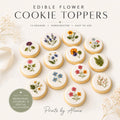 Wildflower Pressed Flower Cookie Toppers, Edible Floral Circles, Wafer Paper or Icing Sheet Decorations
 Pressed Flower Edible Cookie Toppers Set of 12 Wafer Paper or Icing Sheet Wildflower Designs Wedding, Bridal Shower, Garden Party Cake Decor