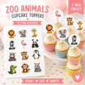 Set of 12 adorable Zoo animal edible cupcake toppers Custom Zoo Animal Cupcake Toppers Edible Zoo Birthday Decor Add Any Name Wafer Paper or Icing Sheet Set of 12
