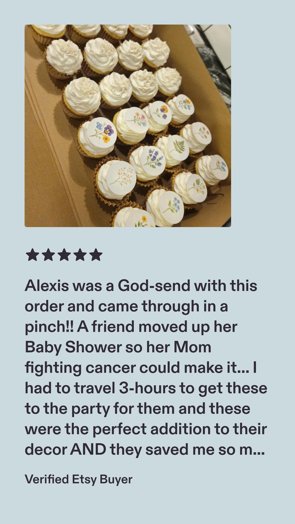 Pressed Flower Edible Cupcake Toppers Set of 12 Wafer Paper or Icing Sheet Wildflower Designs Wedding, Bridal Shower, Garden Party Cake Decor