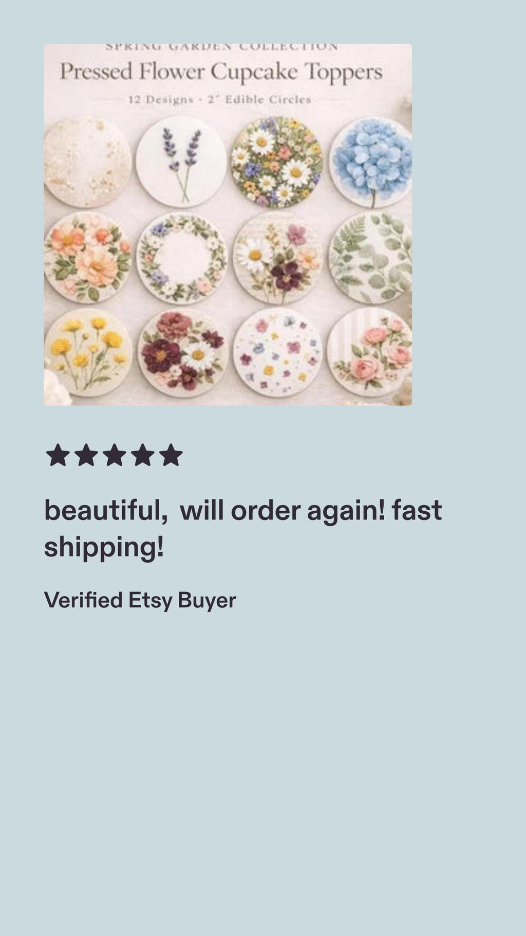 A cupcake topped with a round edible image featuring pink roses and green leaves. The edible image measures approximately 2 inches in diameter. The cupcake has a yellow base and white frosting.