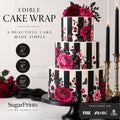 Gothic floral edible cake decor icing sheet wrap by SugarPrints for 6, 8, or 10-inch cakes featuring intricate floral designs.