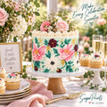 Decorative edible floral cake wrap from SugarPrints by Alexis, featuring colorful flower icing sheet for garden-themed birthday cake decoration.