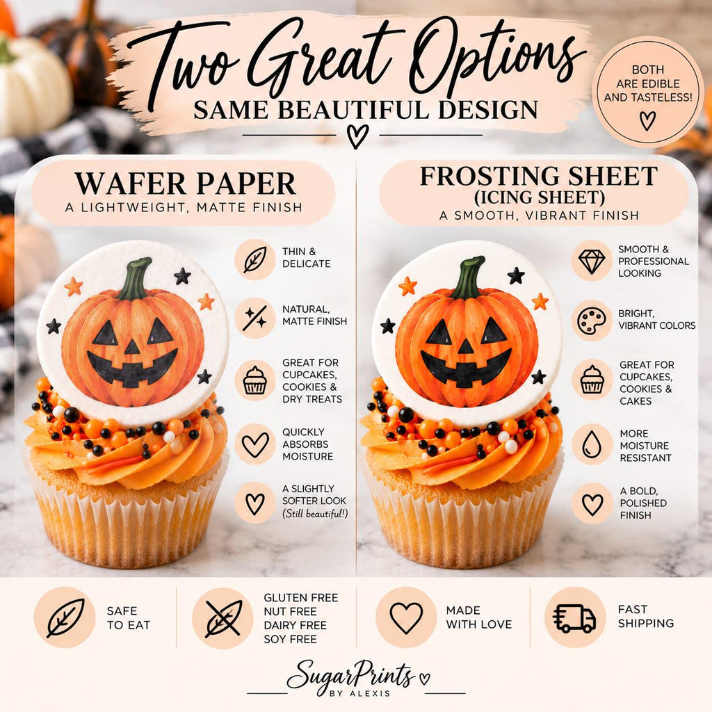 HALLOWEEN Cake Wrap: Edible Icing Sheet, GHOST PUMPKIN Black Cat Cake Border, Spooky Cake Decor