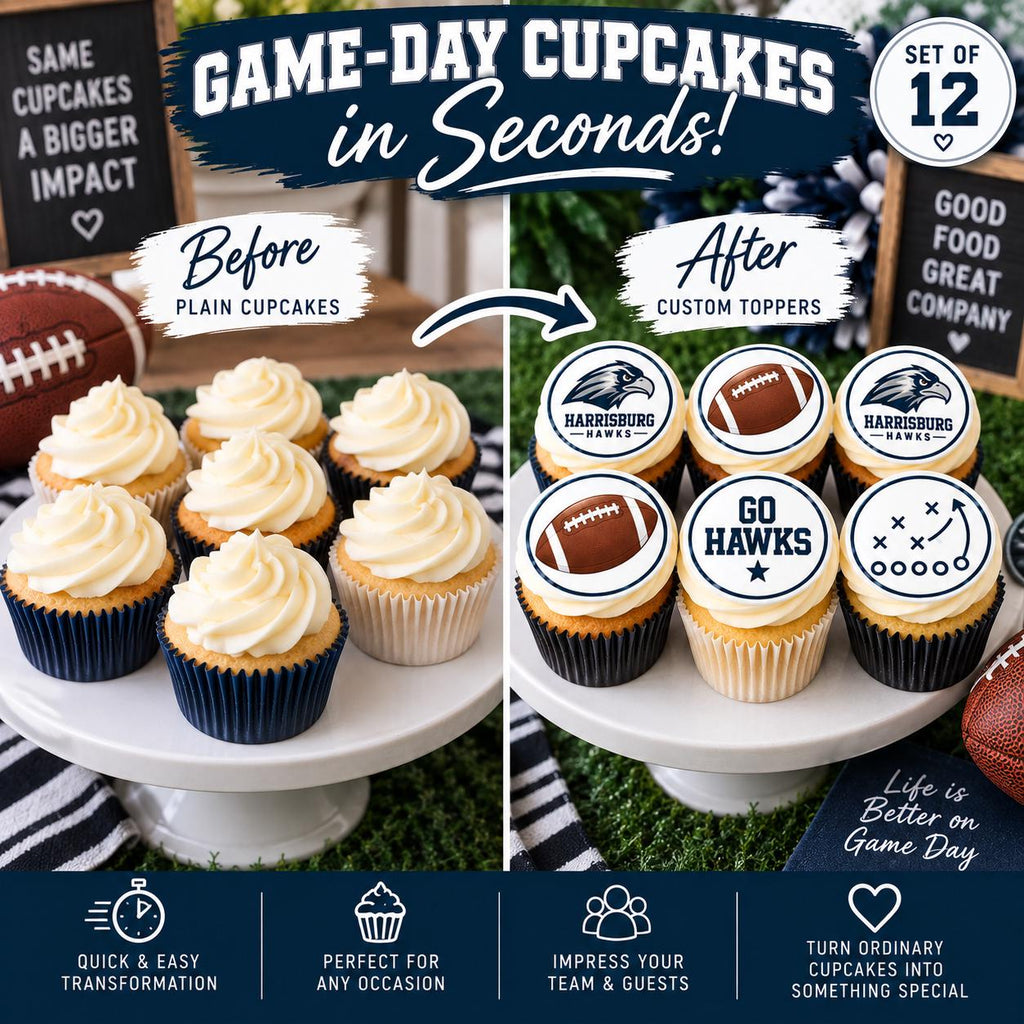 before and after of custom edible cupcake toppers by SugarPrints by Alexis