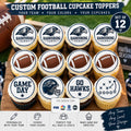 CUSTOM FOOTBALL CUPCAKE Toppers, Personalized Team Logo & Colors, Set of 12, Party Decorations Your Football Team on a Cupcake