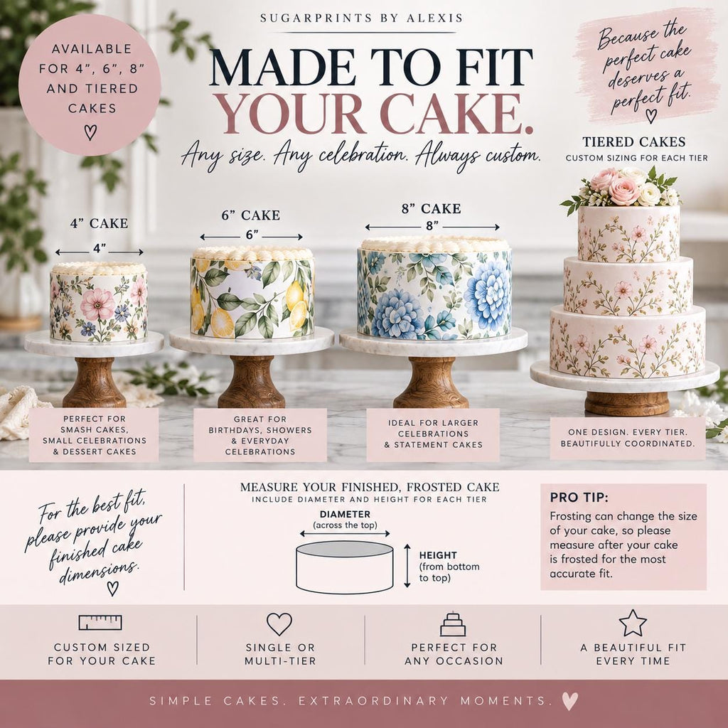 CUSTOM EDIBLE Cake Wrap: PERSONALIZED Icing Sheet and Custom Cake Design, Tiered & Birthday Party Cake Decor